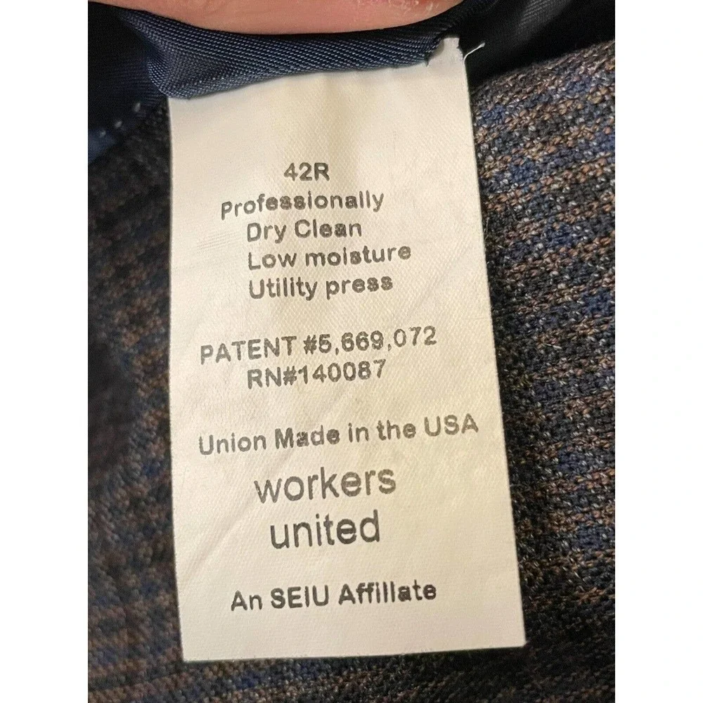 Hart Schaffner Marx Glen Plaid Brown and Blue Sport Coat Blazer Jacket 42R